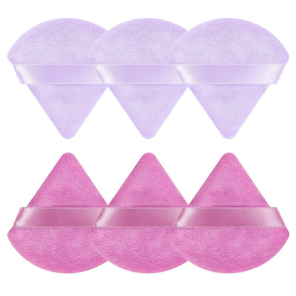 6 Pcs Powder Puff, Face Soft Triangle Makeup Puff Velour Makeup Sponge for Loose Powder (Black)